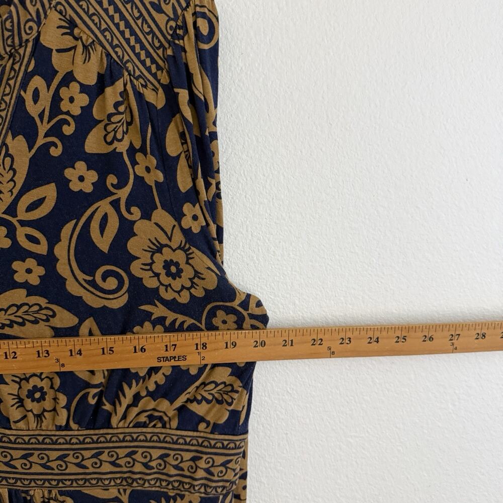 Boden Lily Midi Dress US 16-18R Navy Brown Floral Boho Jersey Fall Stretch - Picture 12 of 15